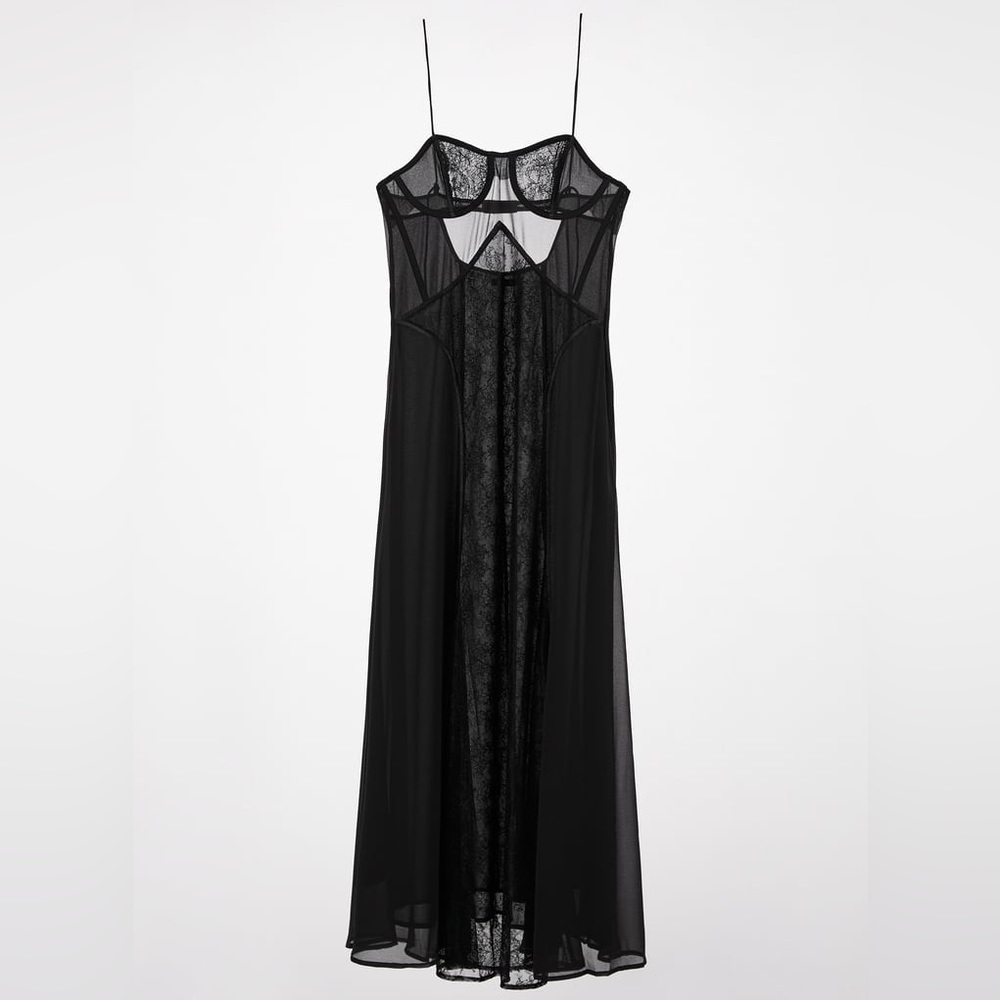 ZARA Long Lace Lingerie Dress